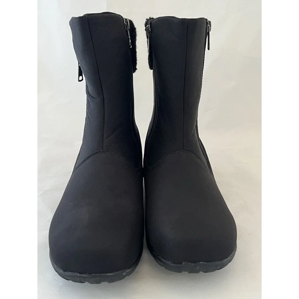 Propet Womens 9.5 Black Winter Boots Waterproof Mid Zip Insulated Rain Snow